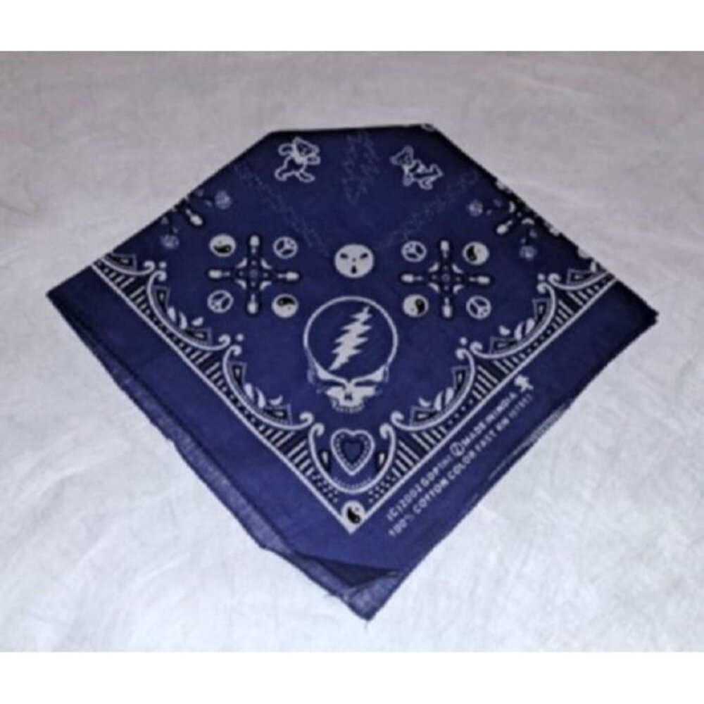New Blue Bear Skull Grateful Dead Bandana Headband Tour NWT Peace Kerchief Bears - Picture 4 of 4